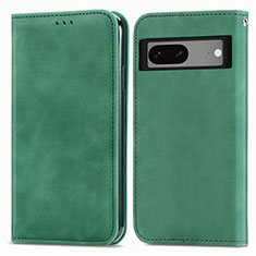 Leather Case Stands Flip Cover Holder S04D for Google Pixel 7 5G Green