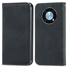 Leather Case Stands Flip Cover Holder S04D for Huawei Enjoy 50 Pro Black