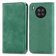 Leather Case Stands Flip Cover Holder S04D for Huawei Honor 50 Lite Green