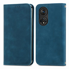 Leather Case Stands Flip Cover Holder S04D for Huawei Honor 50 Pro 5G Blue