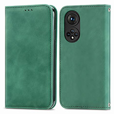 Leather Case Stands Flip Cover Holder S04D for Huawei Honor 50 Pro 5G Green