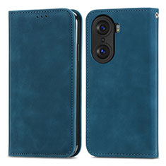 Leather Case Stands Flip Cover Holder S04D for Huawei Honor 60 5G Blue