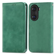 Leather Case Stands Flip Cover Holder S04D for Huawei Honor 60 5G Green