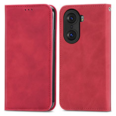 Leather Case Stands Flip Cover Holder S04D for Huawei Honor 60 5G Red