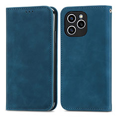 Leather Case Stands Flip Cover Holder S04D for Huawei Honor 60 SE 5G Blue