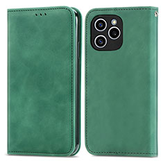 Leather Case Stands Flip Cover Holder S04D for Huawei Honor 60 SE 5G Green