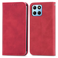 Leather Case Stands Flip Cover Holder S04D for Huawei Honor 70 Lite 5G Red