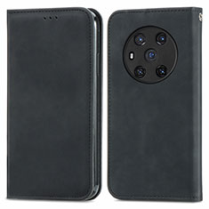 Leather Case Stands Flip Cover Holder S04D for Huawei Honor Magic3 5G Black