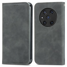 Leather Case Stands Flip Cover Holder S04D for Huawei Honor Magic3 5G Gray