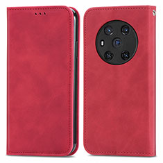 Leather Case Stands Flip Cover Holder S04D for Huawei Honor Magic3 5G Red