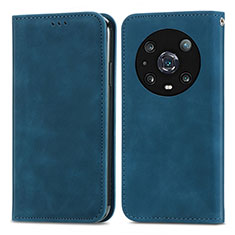 Leather Case Stands Flip Cover Holder S04D for Huawei Honor Magic4 Pro 5G Blue