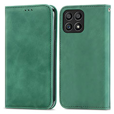 Leather Case Stands Flip Cover Holder S04D for Huawei Honor X30i Green