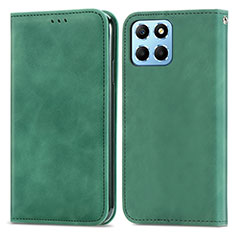 Leather Case Stands Flip Cover Holder S04D for Huawei Honor X6 5G Green