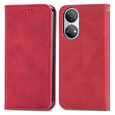 Leather Case Stands Flip Cover Holder S04D for Huawei Honor X7 Red