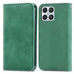 Leather Case Stands Flip Cover Holder S04D for Huawei Honor X8 4G Green