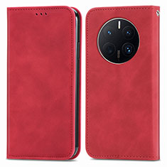 Leather Case Stands Flip Cover Holder S04D for Huawei Mate 50 Pro Red