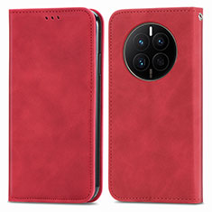 Leather Case Stands Flip Cover Holder S04D for Huawei Mate 50 Red