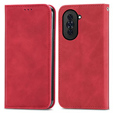 Leather Case Stands Flip Cover Holder S04D for Huawei Nova 10 Red