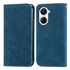 Leather Case Stands Flip Cover Holder S04D for Huawei Nova 10 SE Blue