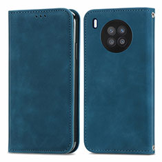 Leather Case Stands Flip Cover Holder S04D for Huawei Nova 8i Blue