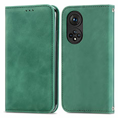 Leather Case Stands Flip Cover Holder S04D for Huawei Nova 9 Green