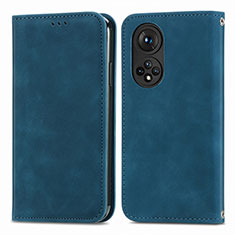 Leather Case Stands Flip Cover Holder S04D for Huawei Nova 9 Pro Blue