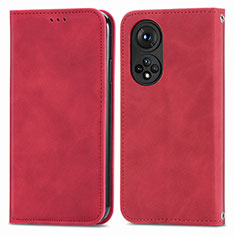 Leather Case Stands Flip Cover Holder S04D for Huawei Nova 9 Pro Red