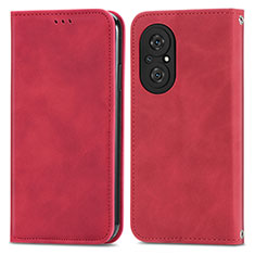 Leather Case Stands Flip Cover Holder S04D for Huawei Nova 9 SE Red