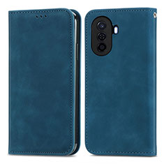 Leather Case Stands Flip Cover Holder S04D for Huawei Nova Y70 Plus Blue