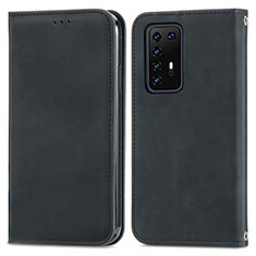 Leather Case Stands Flip Cover Holder S04D for Huawei P40 Pro Black