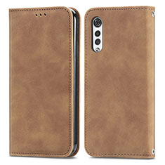 Leather Case Stands Flip Cover Holder S04D for LG Velvet 2 Pro Brown