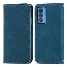 Leather Case Stands Flip Cover Holder S04D for Motorola Moto Edge S Pro 5G Blue