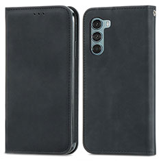 Leather Case Stands Flip Cover Holder S04D for Motorola Moto Edge S30 5G Black