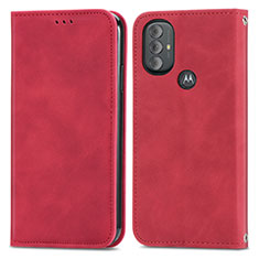 Leather Case Stands Flip Cover Holder S04D for Motorola Moto G Play (2023) Red