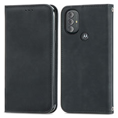 Leather Case Stands Flip Cover Holder S04D for Motorola Moto G Play Gen 2 Black