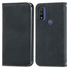 Leather Case Stands Flip Cover Holder S04D for Motorola Moto G Pure Black