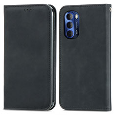 Leather Case Stands Flip Cover Holder S04D for Motorola Moto G Stylus (2022) 5G Black
