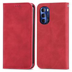 Leather Case Stands Flip Cover Holder S04D for Motorola Moto G Stylus (2022) 5G Red