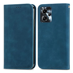 Leather Case Stands Flip Cover Holder S04D for Motorola Moto G13 Blue