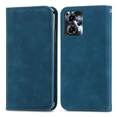 Leather Case Stands Flip Cover Holder S04D for Motorola Moto G23 Blue