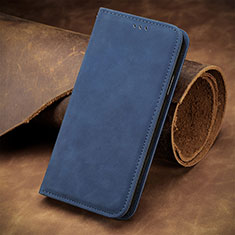 Leather Case Stands Flip Cover Holder S04D for Motorola Moto G31 Blue