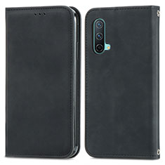 Leather Case Stands Flip Cover Holder S04D for OnePlus Nord CE 5G Black