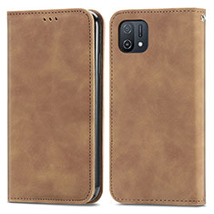 Leather Case Stands Flip Cover Holder S04D for Oppo A16e Brown