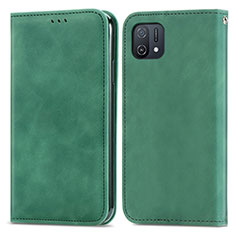 Leather Case Stands Flip Cover Holder S04D for Oppo A16e Green