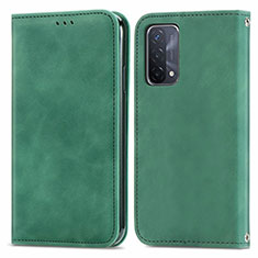 Leather Case Stands Flip Cover Holder S04D for Oppo A54 5G Green