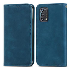 Leather Case Stands Flip Cover Holder S04D for Oppo A74 4G Blue
