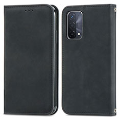 Leather Case Stands Flip Cover Holder S04D for Oppo A74 5G Black