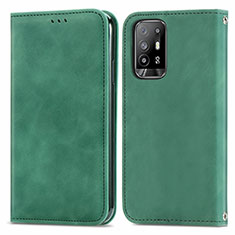 Leather Case Stands Flip Cover Holder S04D for Oppo A94 5G Green