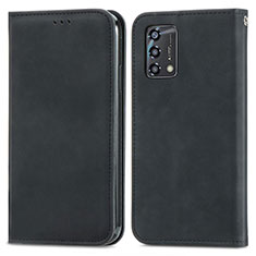 Leather Case Stands Flip Cover Holder S04D for Oppo A95 4G Black