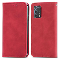 Leather Case Stands Flip Cover Holder S04D for Oppo A95 4G Red